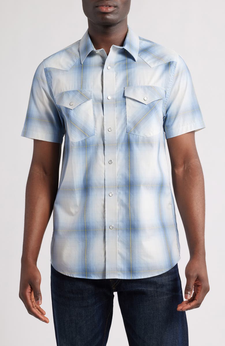 Pendleton The Bishop Plaid Short Sleeve Snap-Up Shirt, Main, color, 