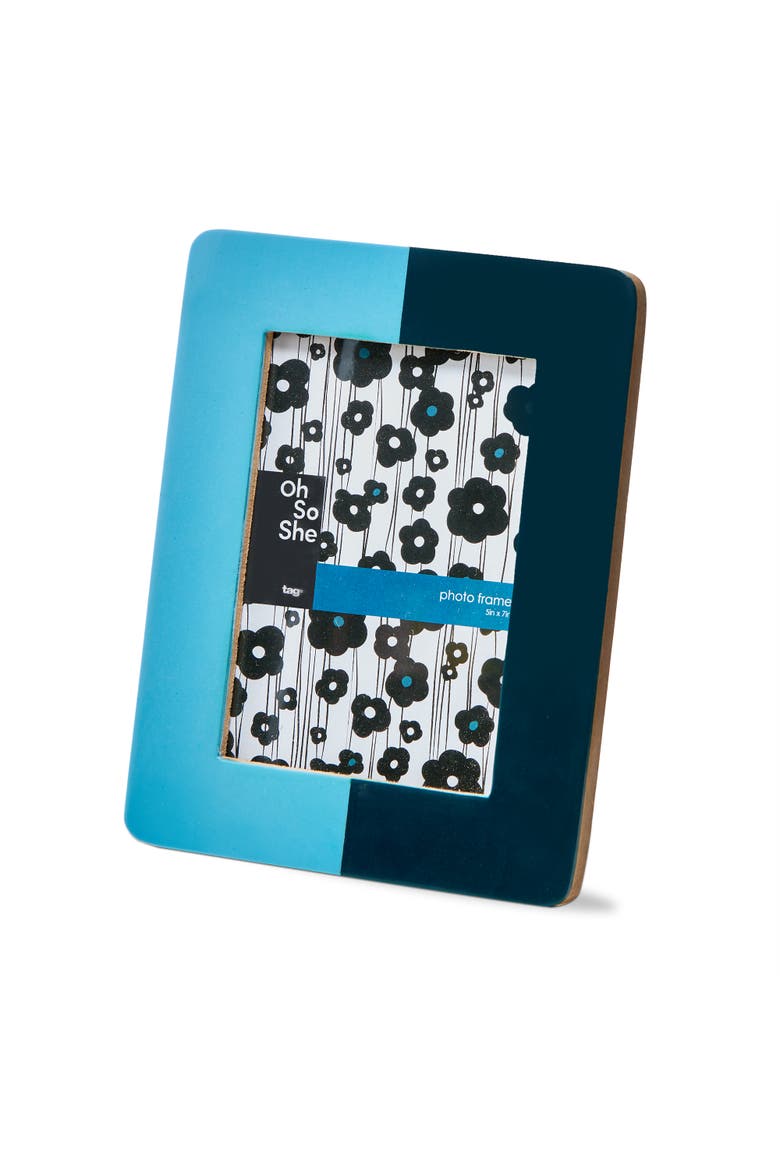 Color Block Photo Frame 5X7 Blue Multi Resin Everyday, Main, color, Blue