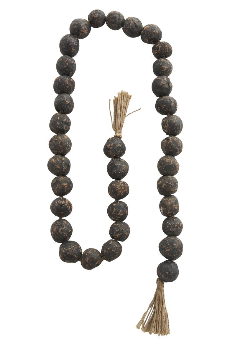 Bohemian Ceramic Beaded Tassel Garland, Alternate, color, BLACK