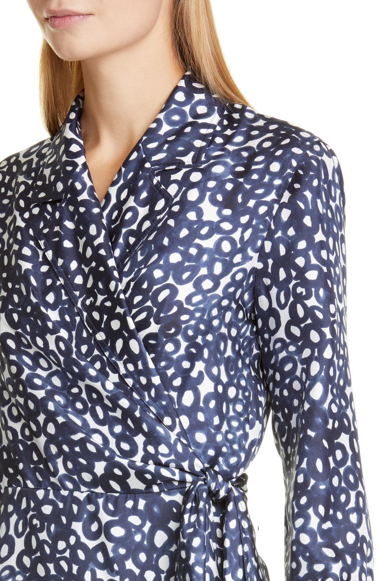 Max Mara Ravel Silk Crêpe de Chine Long Sleeve Wrap Dress, Alternate, color, 