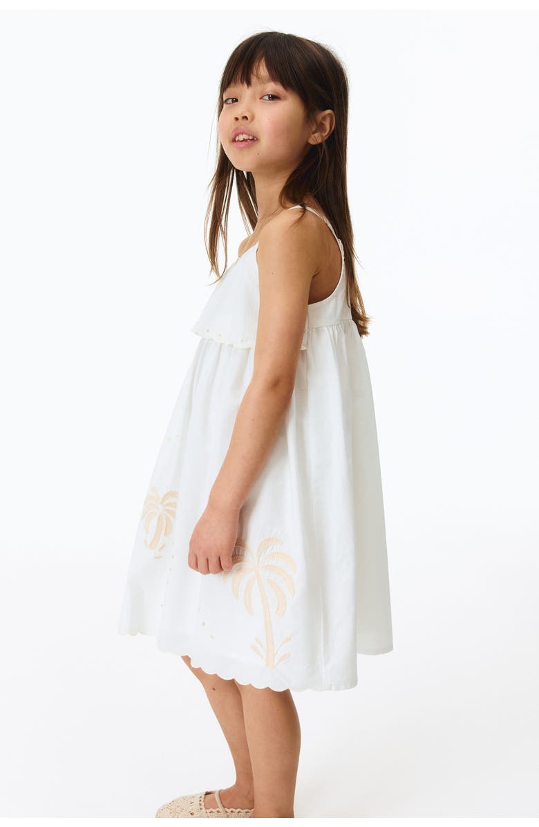 H&M Embroidered Strappy Dress, Alternate, color, White/Palm Trees
