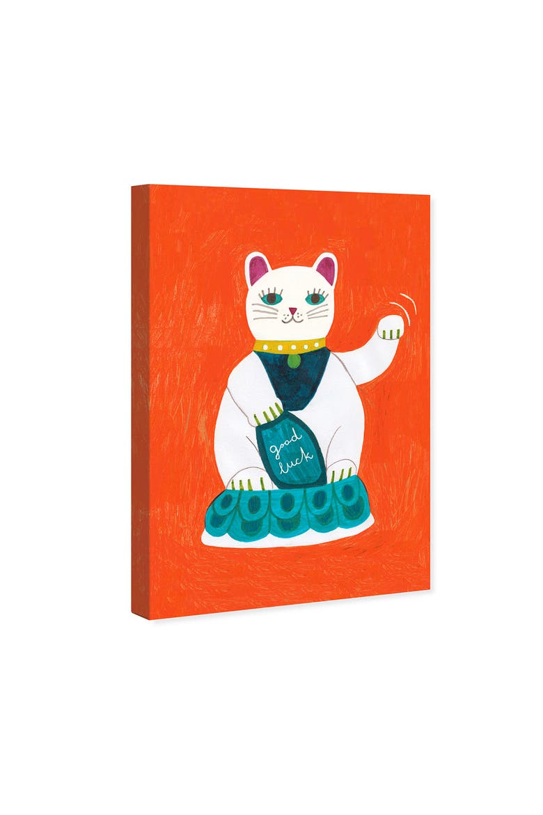 Lucky Cat Canvas Wall Decor, Alternate, color, RED