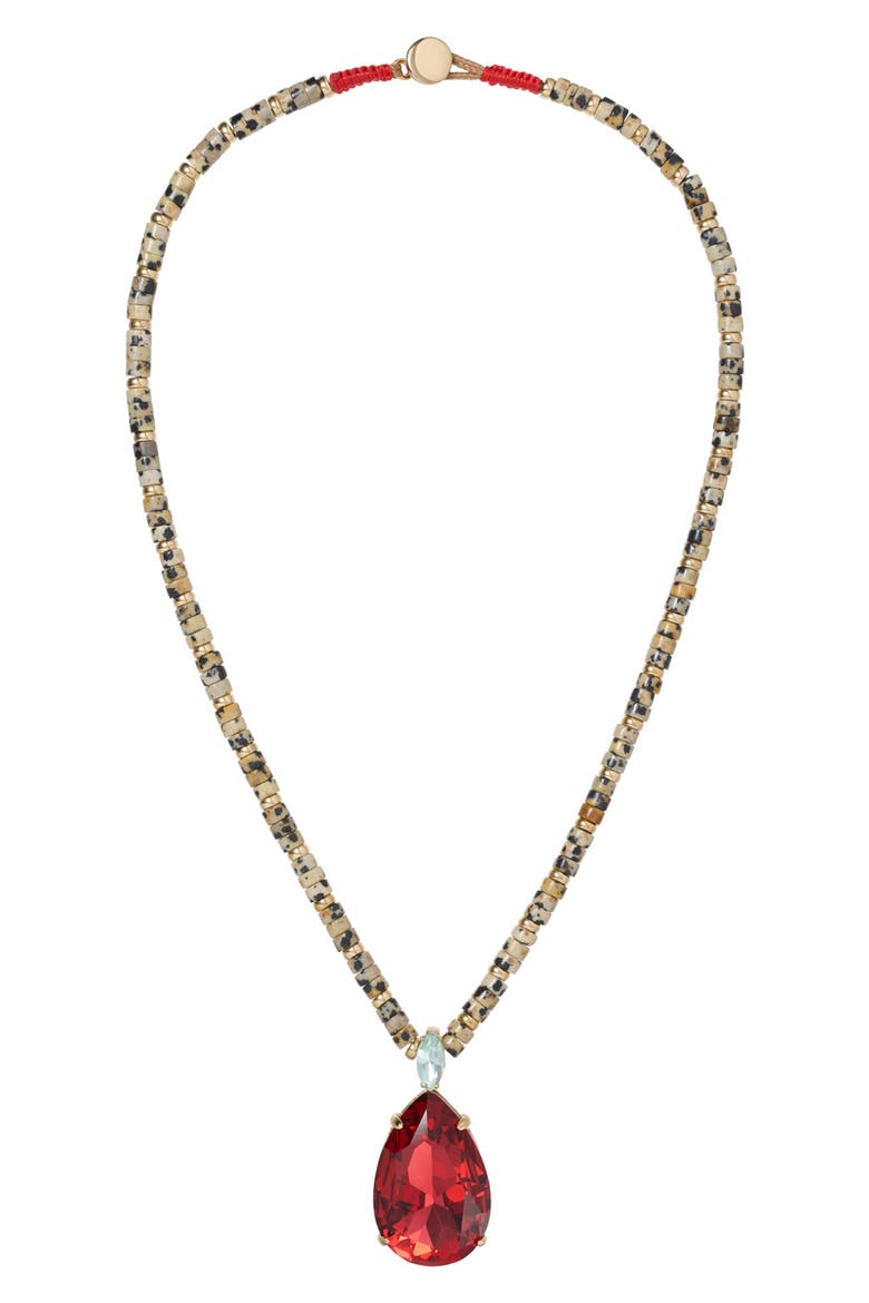 Large Pear Crystal Drop Pendant Necklace, Main, color, DAL JASPER/PADPAR/LT AZORE