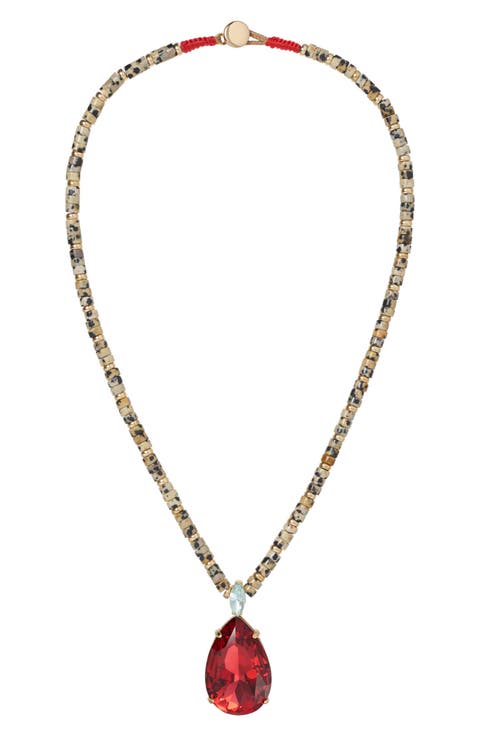 Large Pear Crystal Drop Pendant Necklace