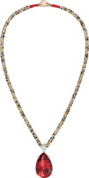 ROXANNE ASSOULIN Large Pear Crystal Drop Pendant Necklace