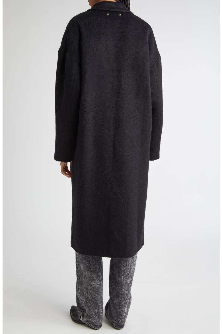 Single Breaste Wool Blend Coccon Coat, Alternate, color, BLACK