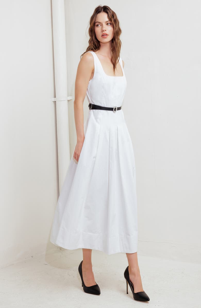 FREEMARKET Sleeveless Cotton Midi Sundress, Alternate, color, White