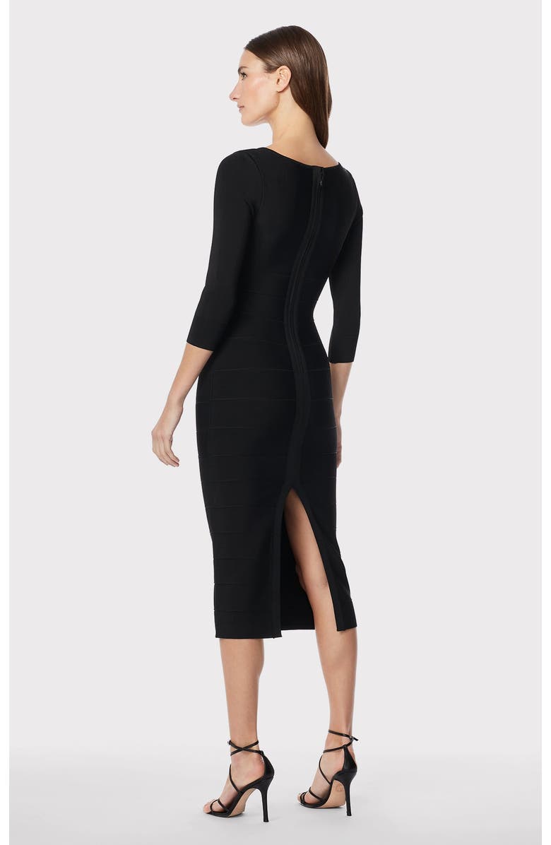 Herve Leger Icon Sweetheart Midi Dress, Alternate, color, Black