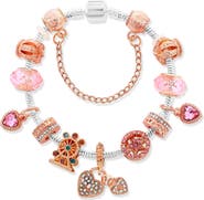 Donatello Gian Two Tone Heart Locket Charm Bracelet