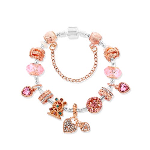 Donatello Gian Two Tone Heart Locket Charm Bracelet In Multi