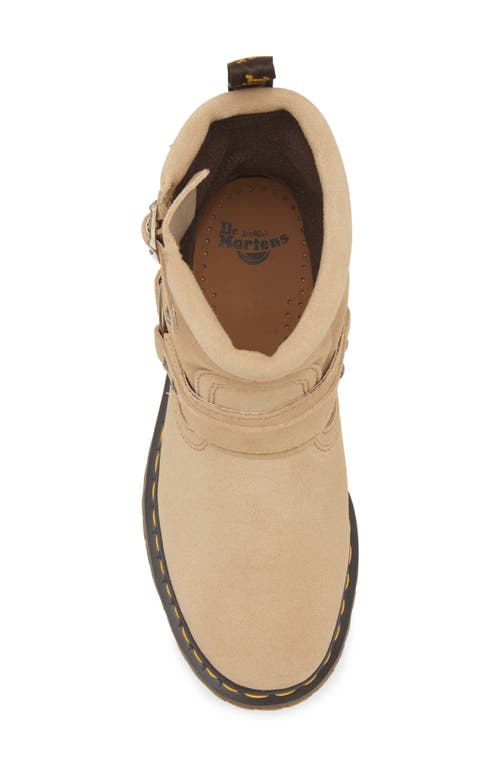 Dr. Martens Anistone Hrns Low Heels Ankle Boots In Beige Suede In Blue