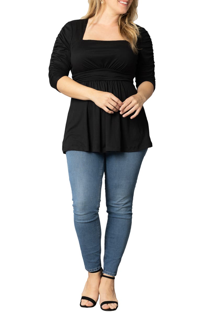 Kiyonna Solstice Ruched Sleeve Top, Alternate, color, 