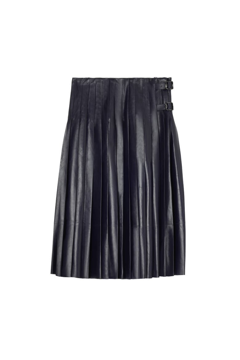Pleated Leather Skirt, Alternate, color, Iris purple