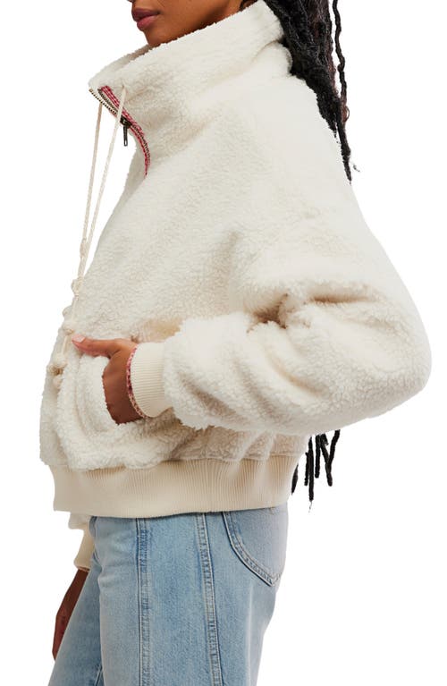 Free People Alpine High Pile Fleece Sweater In White