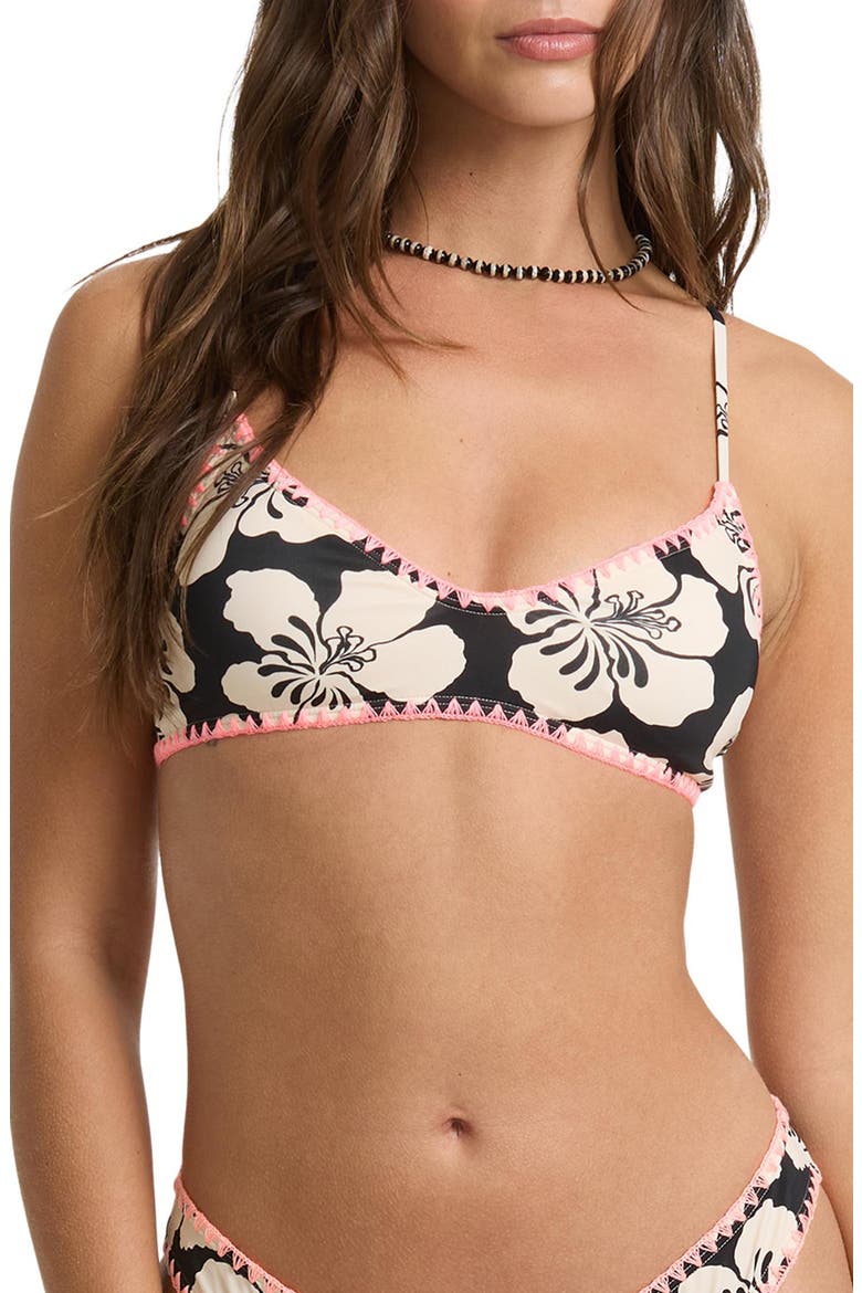 Holiday Moon V Bralette Swim Top, Main, color, BLACK PEBBLE