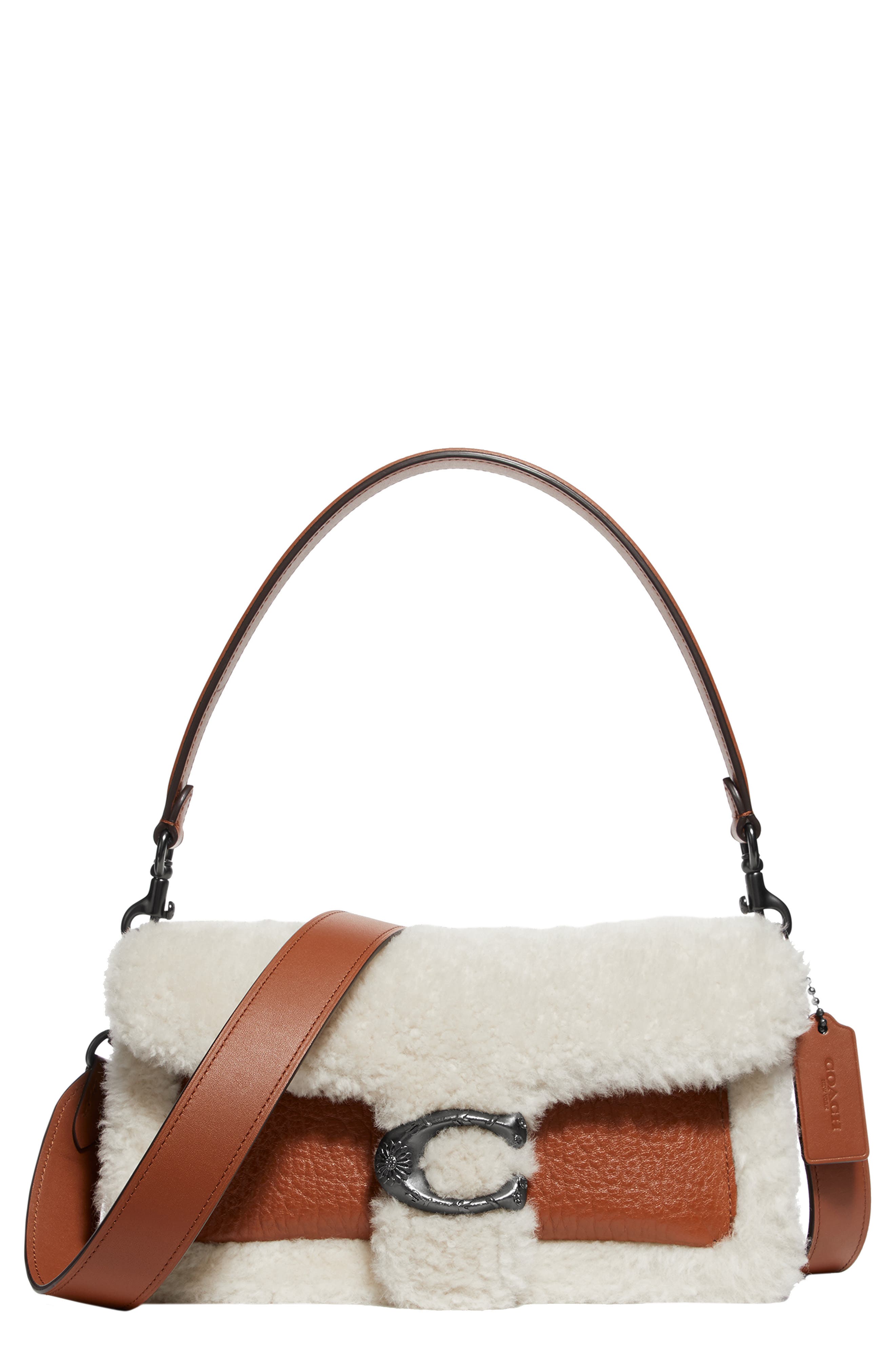 COACH Tabby Genuine Shearling & Leather Crossbody Bag, Main, color, 