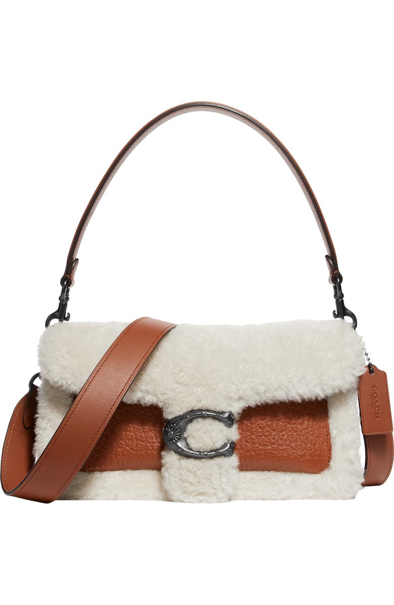 COACH Tabby Genuine Shearling & Leather Crossbody Bag, Main, color,