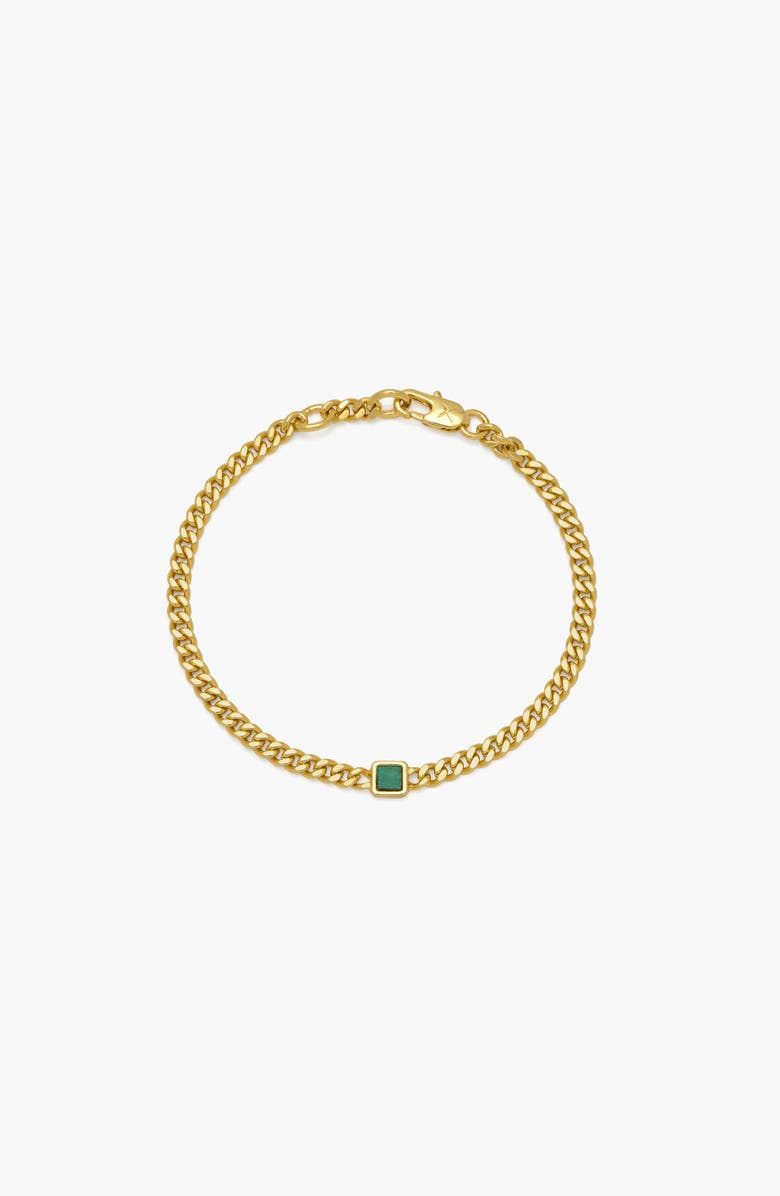YOJ Pea Malachite Stone Curb Chain Bracelet in Gold, Main, color, Gold
