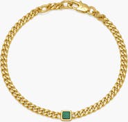 YOJ Pea Malachite Stone Curb Chain Bracelet in Gold