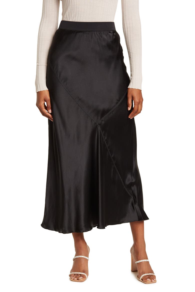Silk Maxi Skirt, Main, color, BLACK