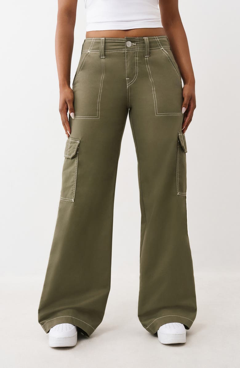 True Religion Bobbi Baggy Cargo Pants, Main, color, Kalamata