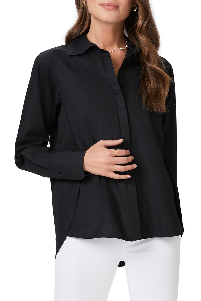 Clemence Button-Up Shirt, Main, color, BLACK