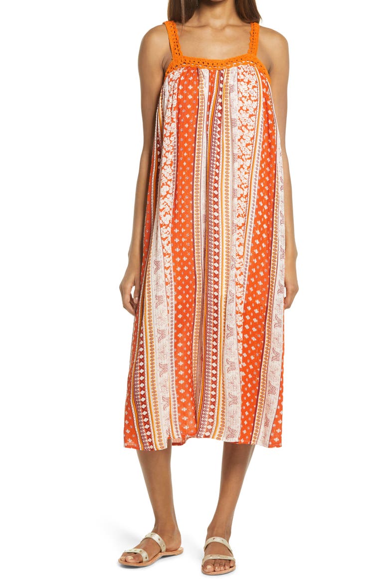 Sun Canyon Metallic Tank Dress, Main, color, BURNT ORANGE