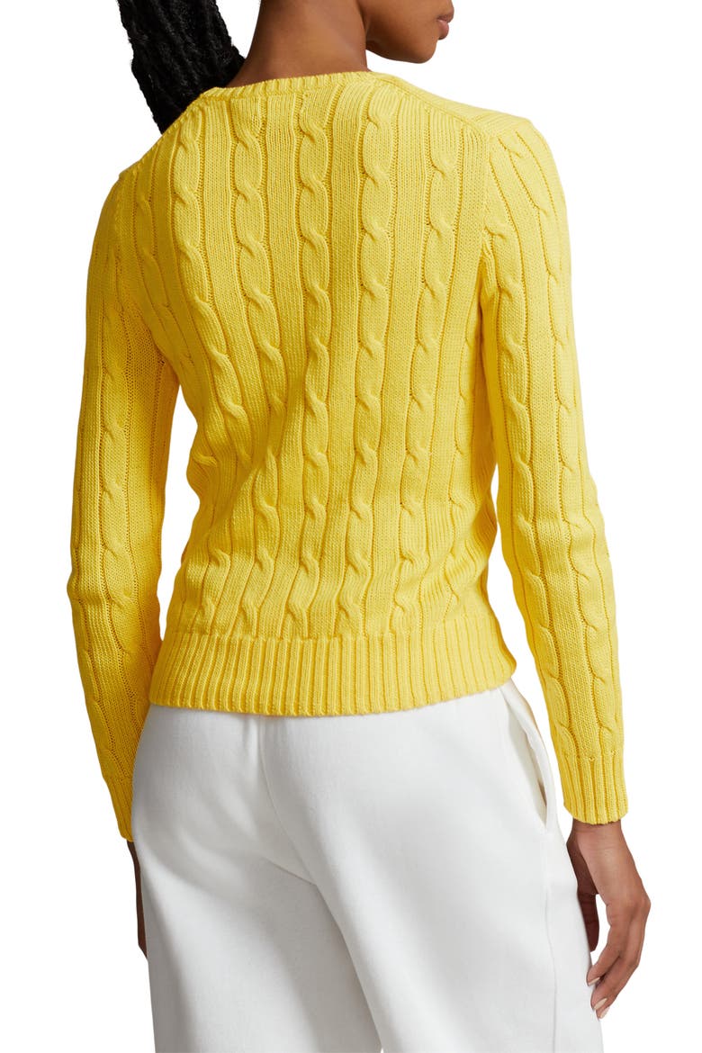 Julianna Cotton Cable Sweater, Alternate, color, TRAINER YELLOW
