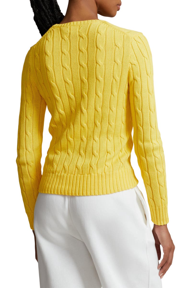 Polo Ralph Lauren Julianna Pima Cotton Cable Stitch Sweater, Alternate, color, Trainer Yellow