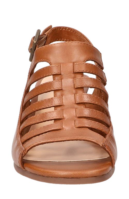 Bella Vita Yakira Strappy Wedge Sandal In Camel Burnished Leather