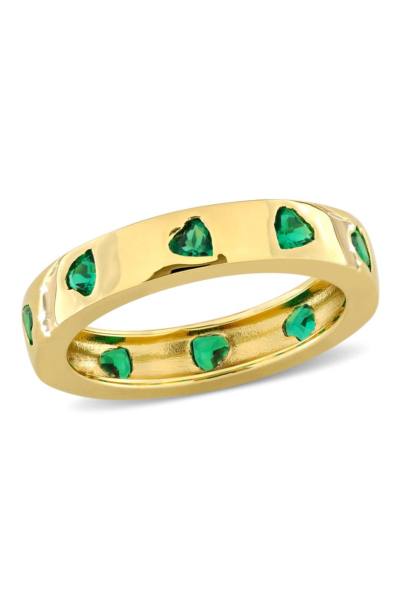 Lab-Created Gemstone Heart Eternity Ring, Main, color, Emerald