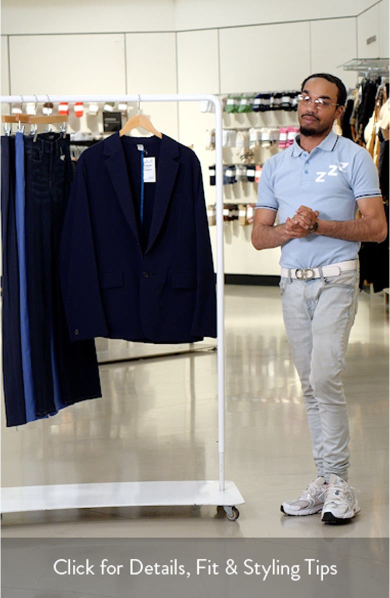 Solid Navy Water Repellent Stretch Nylon Sport Coat, sales video thumbnail