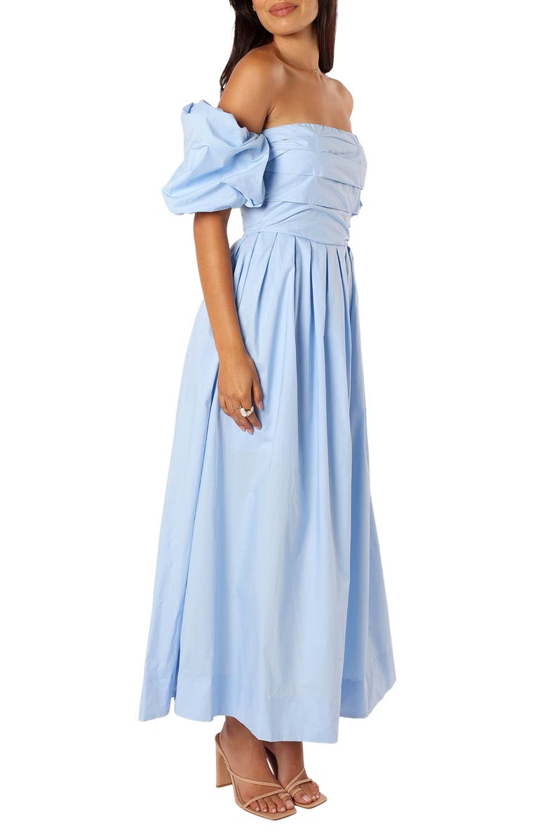 Petal & Pup Solana Off the Shoulder Cotton Maxi Dress, Alternate, color, Blue