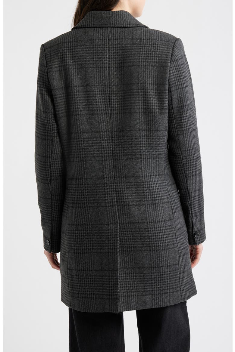 Plaid Double Breasted Coat, Alternate, color, GREY