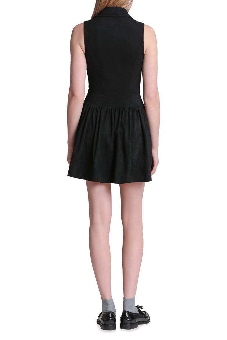 Sleeveless Faux Suede Minidress, Alternate, color, BLACK