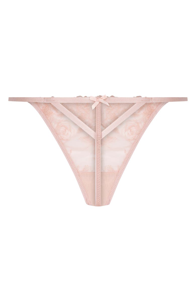 Hunkemöller Hollie Embroidered Mesh G-String Thong, Alternate, color, Rose Smoke