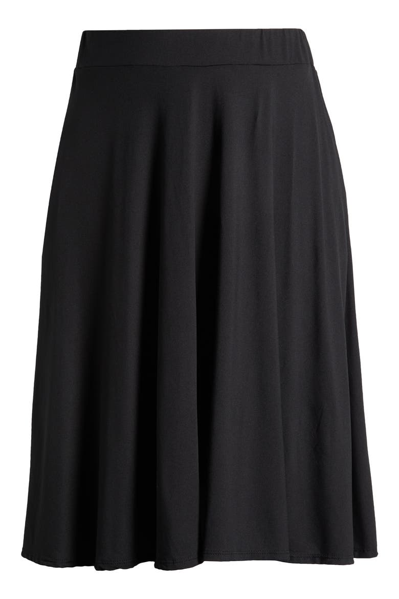 Flowy Jersey Midi Skirt, Alternate, color, BLACK