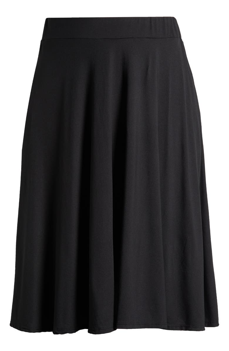 24seven Comfort Apparel Flowy Jersey Midi Skirt, Alternate, color, Black