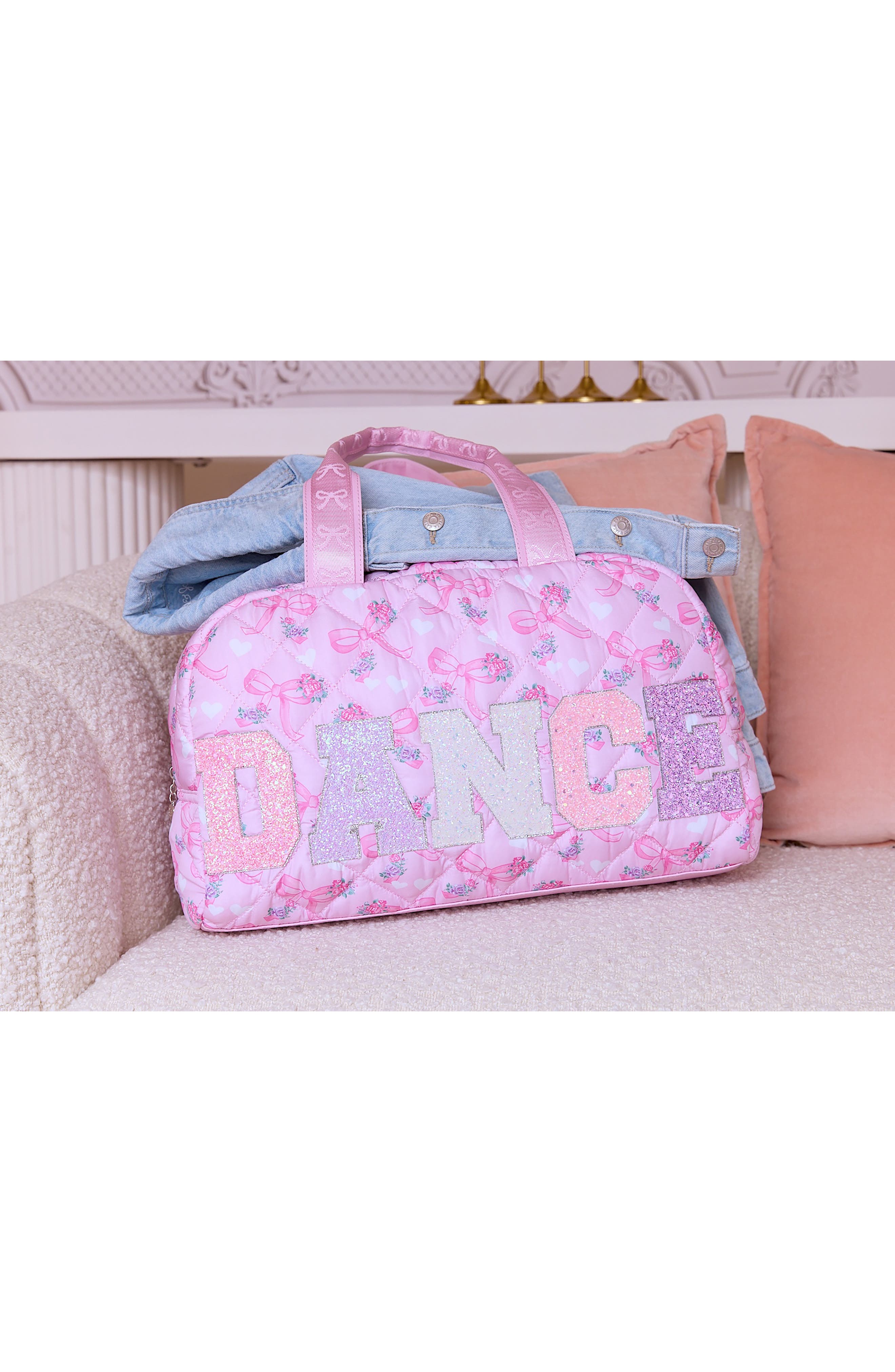 OMG Accessories Kids' Dance Bow Quilted Medium Duffle Bag, Alternate, color, 