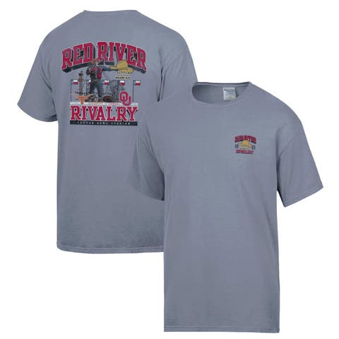 Men's ComfortWash Gray Texas Longhorns vs. Oklahoma Sooners Red River Rivalry Big Tex Match Up T-Shirt