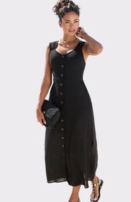 LASCANA Women's Button Detail Maxi Dress