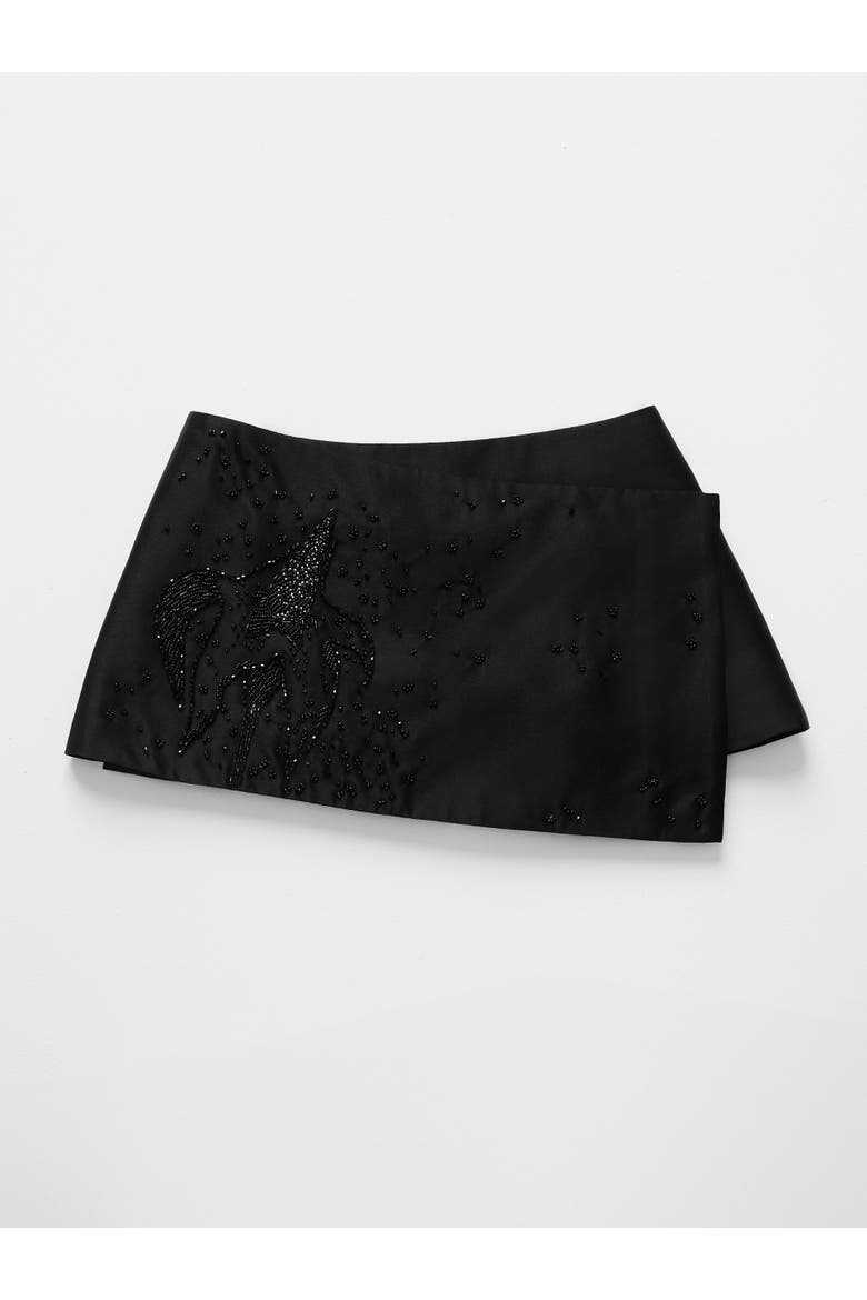Silk-wool Embroided Mini Skirt, Alternate, color, Black