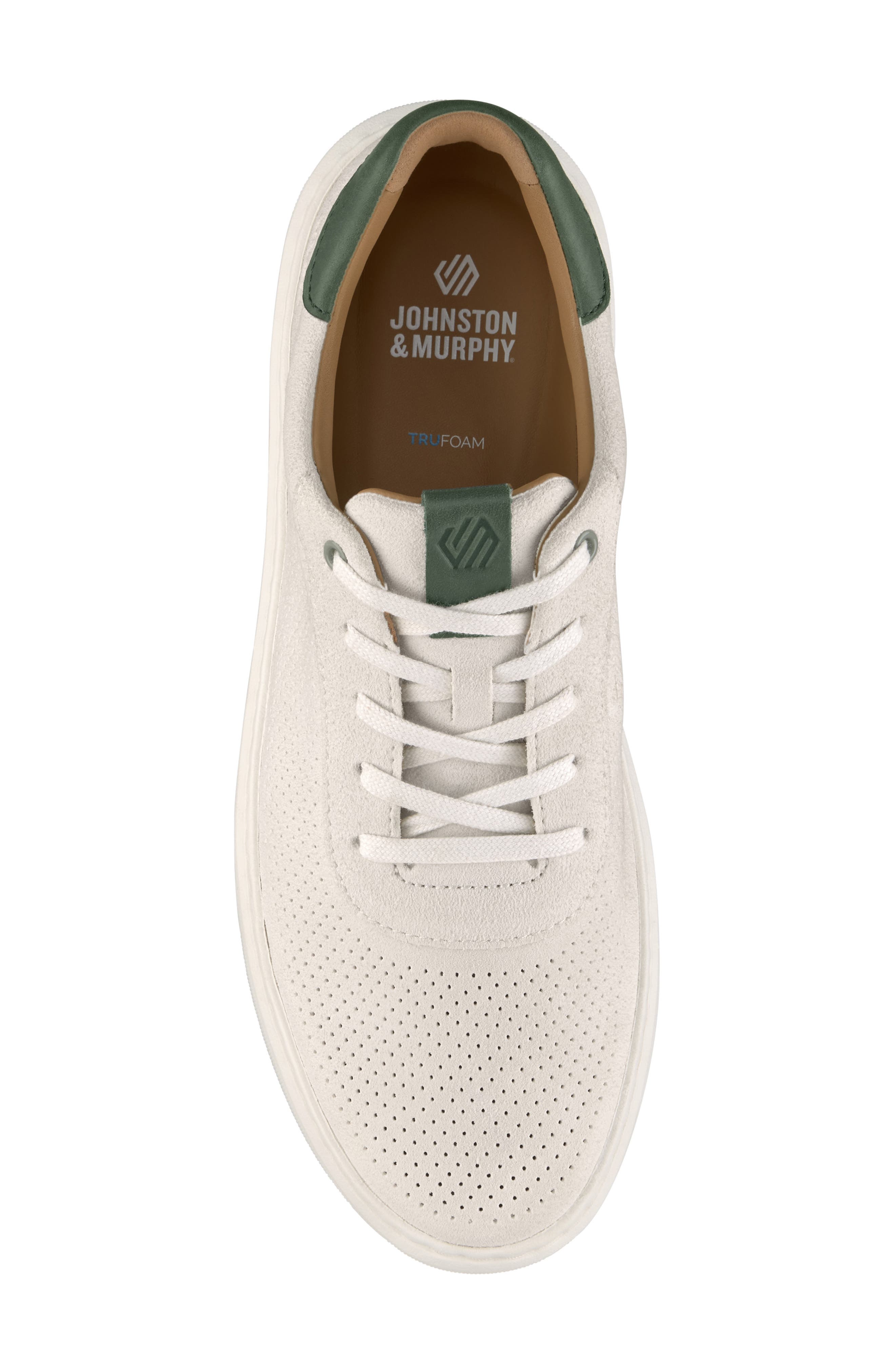 Anders Perforated Sneaker, Alternate, color, WHITE/ GREEN SUEDE