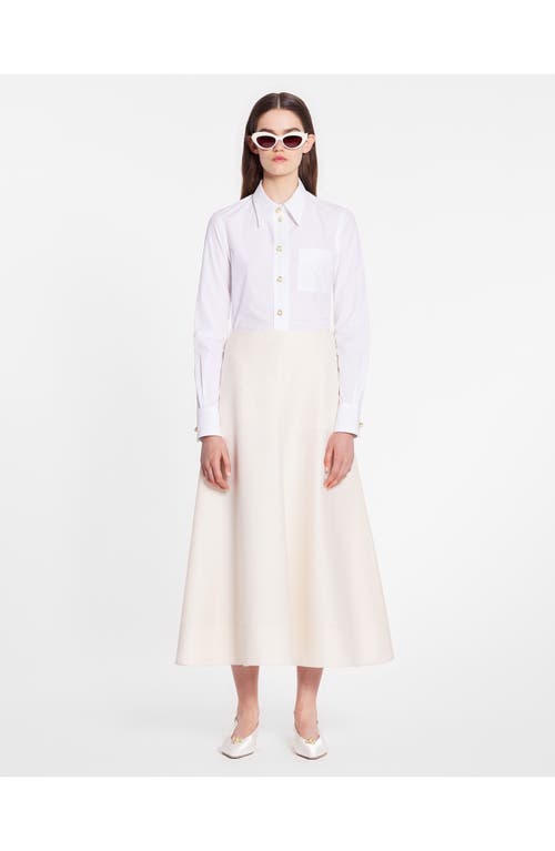 Lanvin Long Sleeve Shirt In Poplin In Optical White