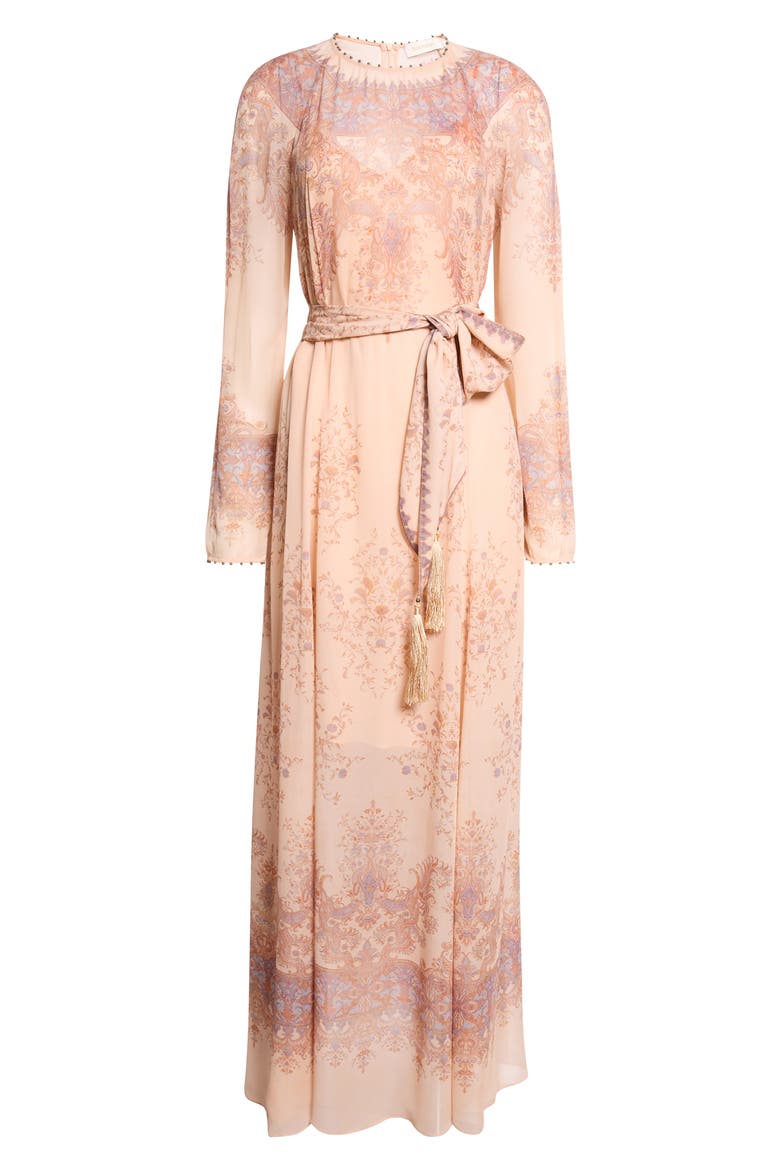 Valiant Print Long Sleeve Maxi Dress, Alternate, color, PEACH PAISLEY