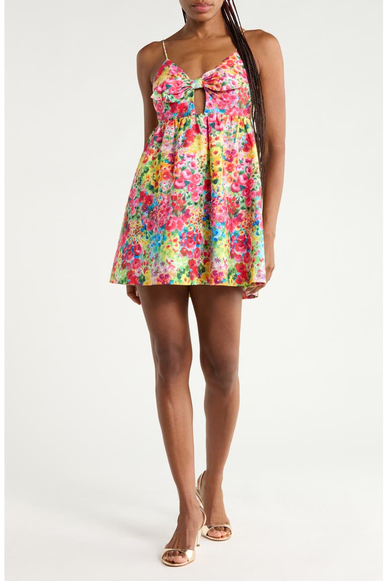 Melvina Tie Front Minidress, Main, color, GARDEN FLORAL