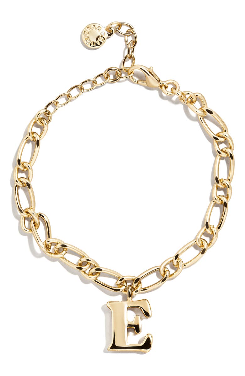 BaubleBar Annika Initial Bracelet, Main, color, Gold - E
