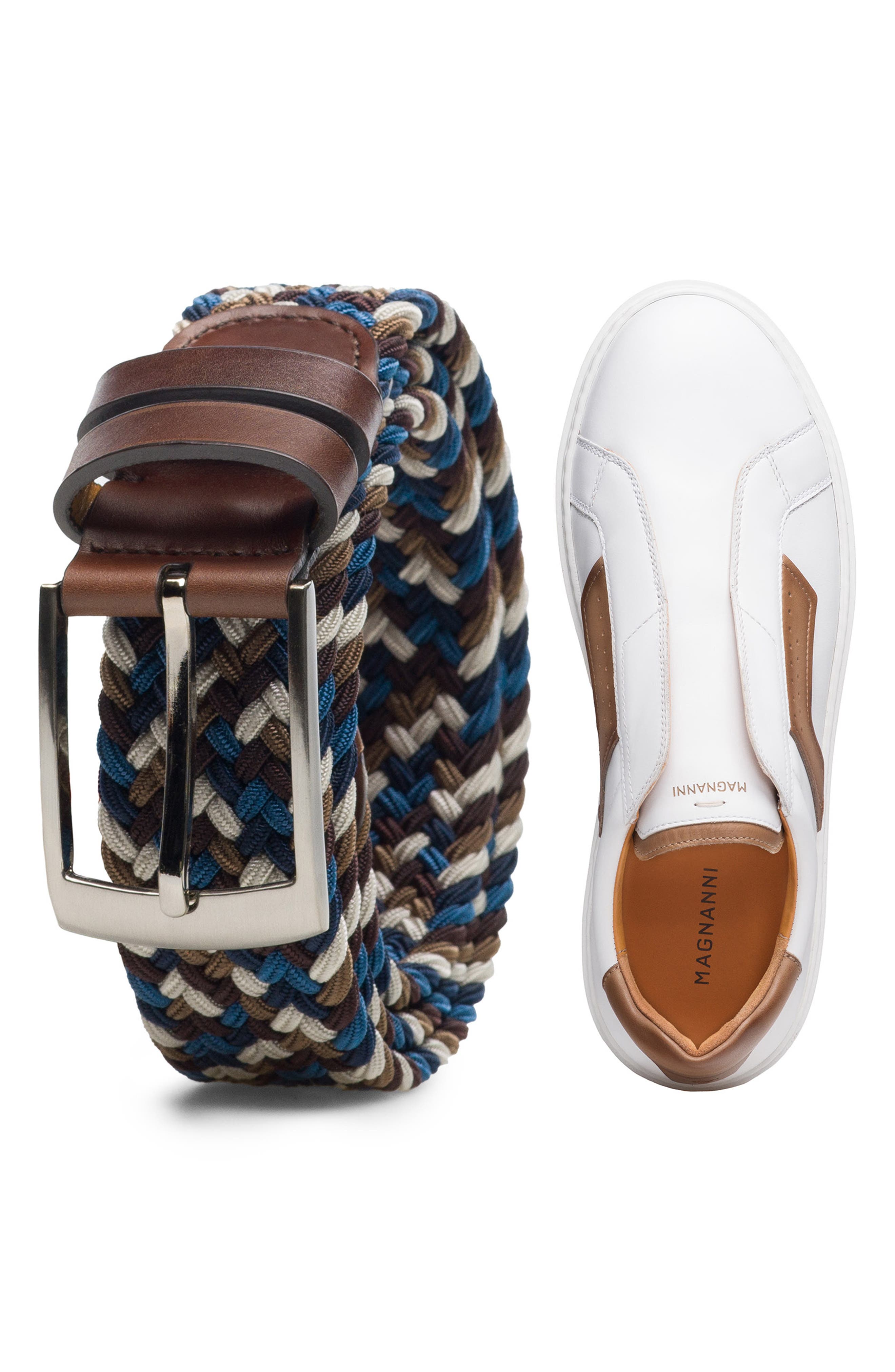 Magnanni Phoenix Slip-On Sneaker, Alternate, color, White And Taupe