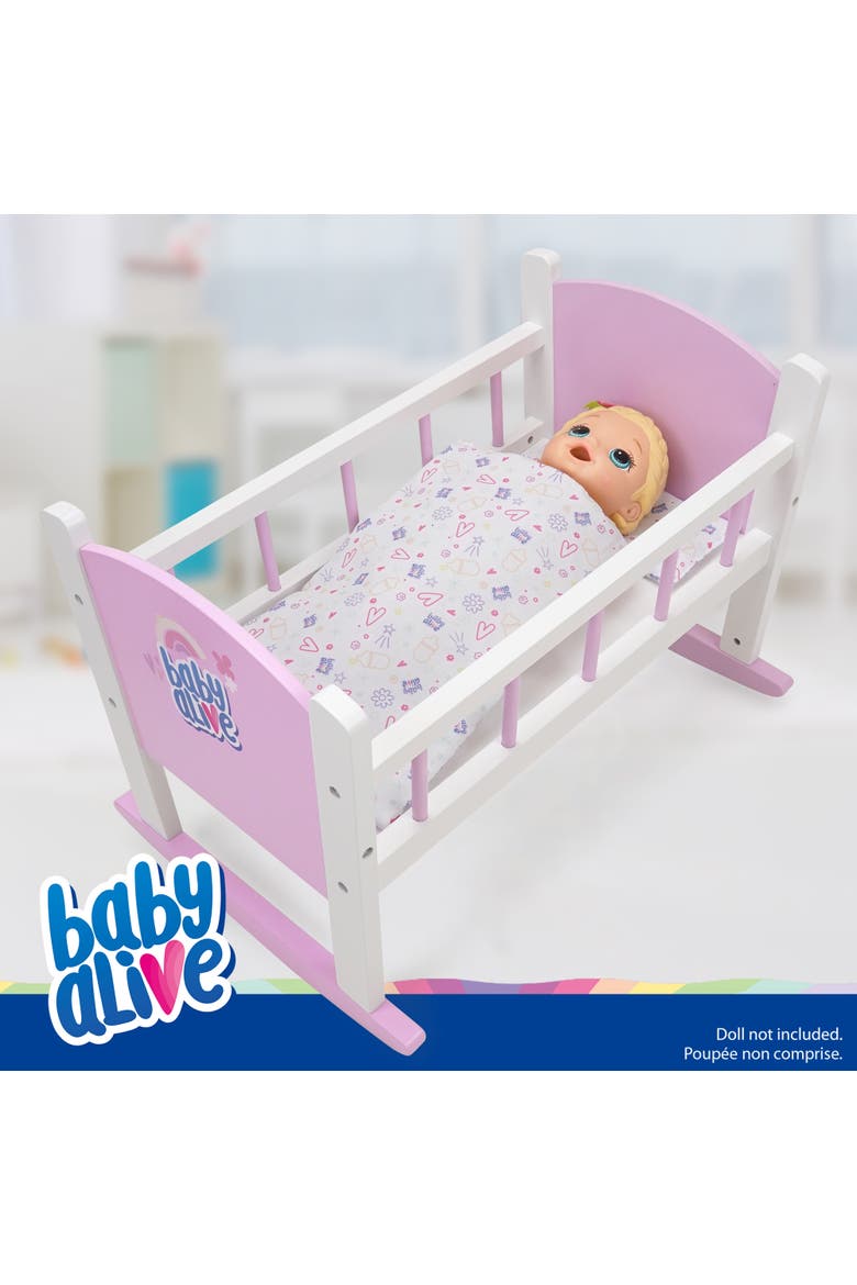 Baby Alive Wooden Doll Cradle Rocking Bed, Alternate, color, Multicolored
