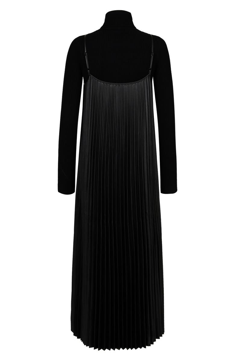 AllSaints Alexis Two-Piece Faux Leather Pleated Dress & Bodysuit, Alternate, color,